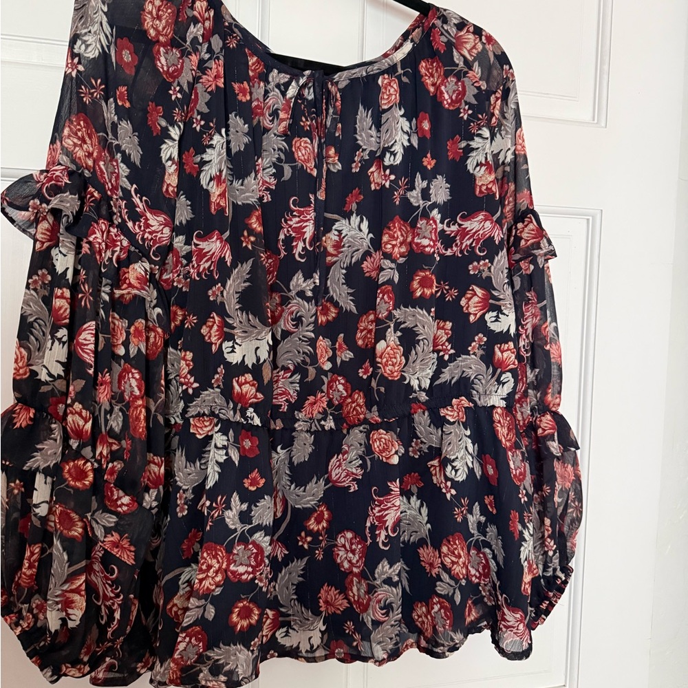 Maurices Floral Blouse - Red and Black